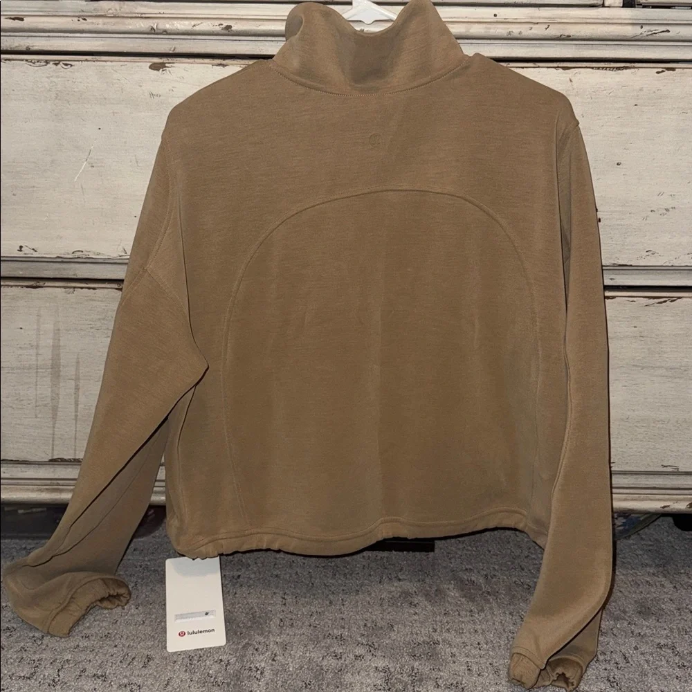 Lululemon Softstreme Perfectly Oversized Cropped Half Zip Tan Size 10 - Picture 4 of 4